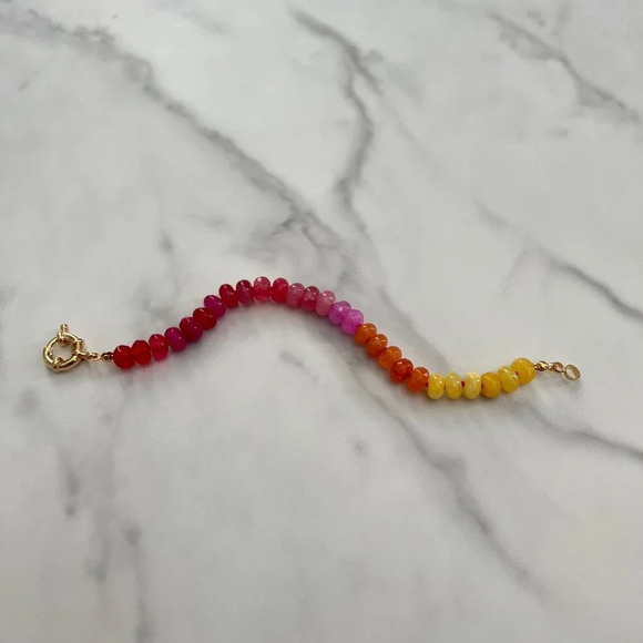 Juicy Ombre Jade Bead Bracelet Gold Filled Clasp - Picture 6 of 7